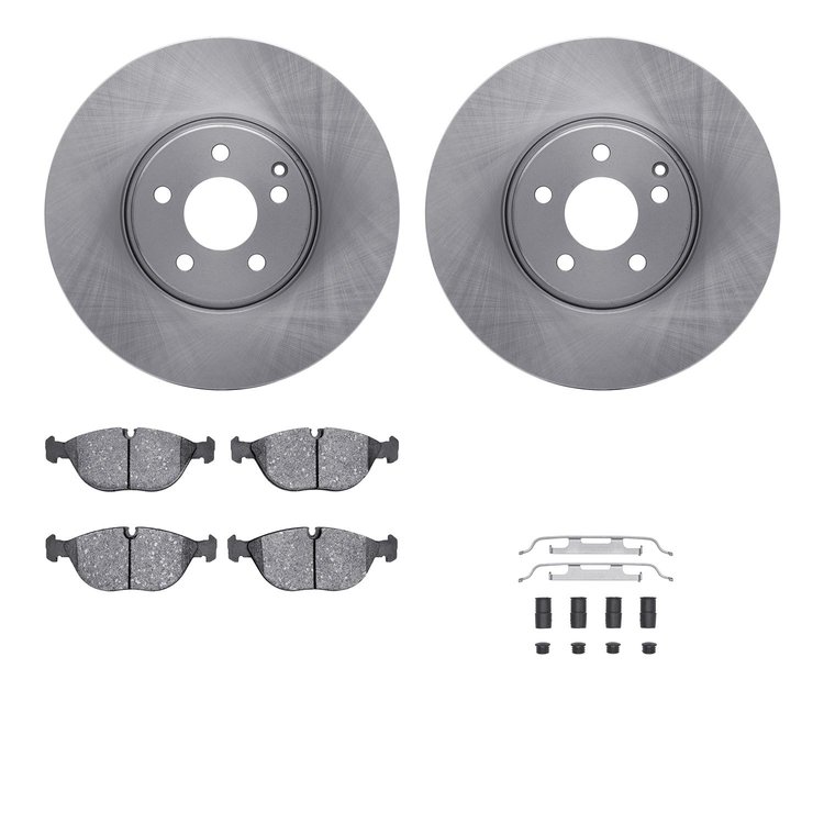 6612-63299 Brake Rotors w/5000 Euro Ceramic Brake Pads Kit with Hardware, 2002-2006 Mercedes-Benz, Position: Front