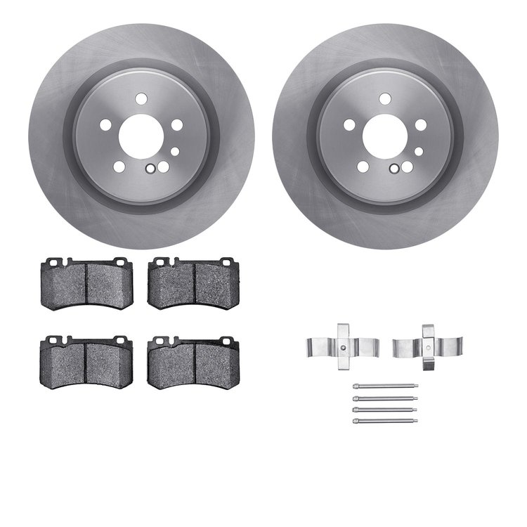 6612-63316 Brake Rotors w/5000 Euro Ceramic Brake Pads Kit with Hardware, 2005-2006 Mercedes-Benz, Position: Rear