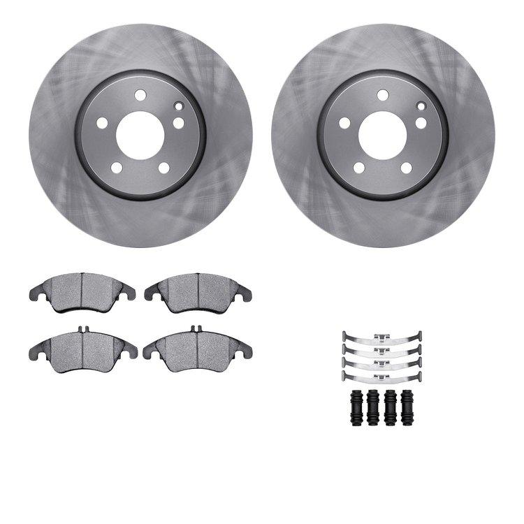 6612-63336 Brake Rotors w/5000 Euro Ceramic Brake Pads Kit with Hardware, 2008-2020 Mercedes-Benz, Position: Front
