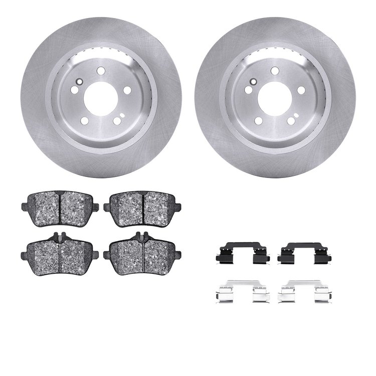 6612-63369 Brake Rotors w/5000 Euro Ceramic Brake Pads Kit with Hardware, 2014-2021 Mercedes-Benz, Position: Rear