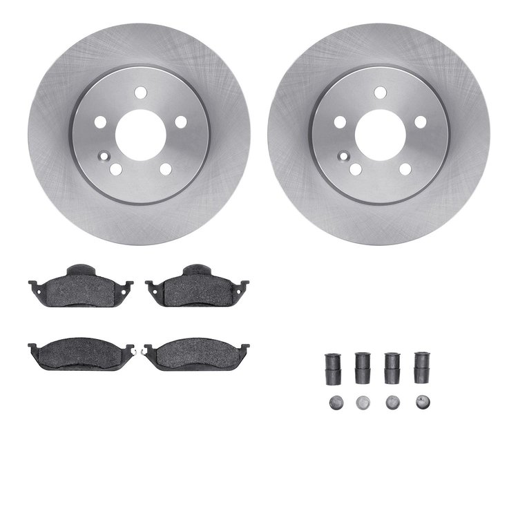 6612-63380 Brake Rotors w/5000 Euro Ceramic Brake Pads Kit with Hardware, 1998-2005 Mercedes-Benz, Position: Front