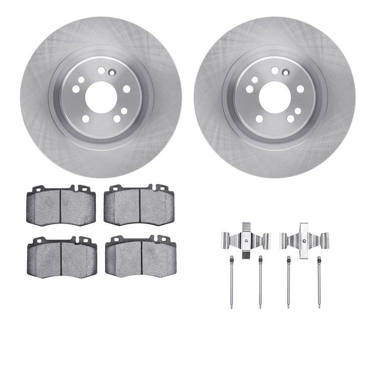 6612-63388 Brake Rotors w/5000 Euro Ceramic Brake Pads Kit with Hardware, 2000-2005 Mercedes-Benz, Position: Front