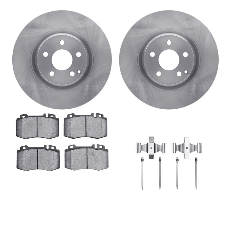 6612-63403 Brake Rotors w/5000 Euro Ceramic Brake Pads Kit with Hardware, 2006-2011 Mercedes-Benz, Position: Front