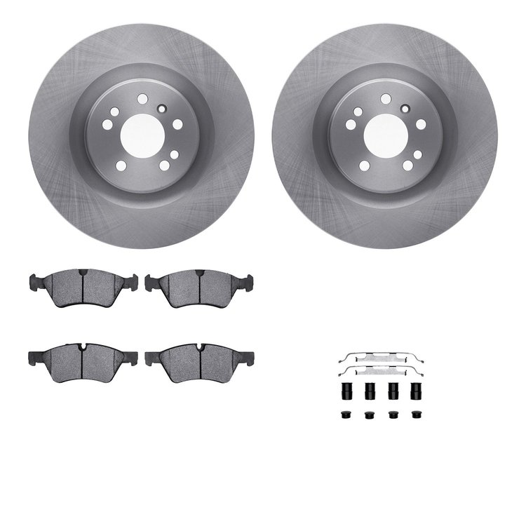 6612-63417 Brake Rotors w/5000 Euro Ceramic Brake Pads Kit with Hardware, 2006-2012 Mercedes-Benz, Position: Front