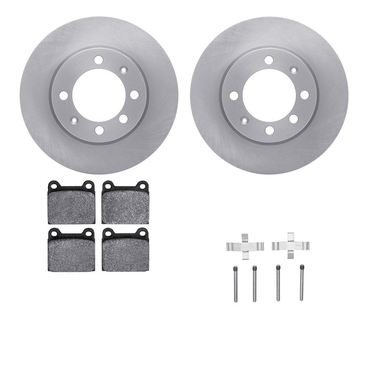 6612-65007 Brake Rotors w/5000 Euro Ceramic Brake Pads Kit with Hardware, 1969-1973 GM, Position: Front