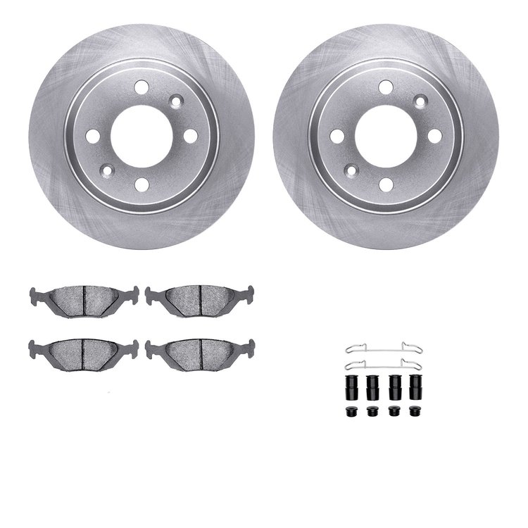 6612-65015 Brake Rotors w/5000 Euro Ceramic Brake Pads Kit with Hardware, 1986-1998 GM, Position: Rear