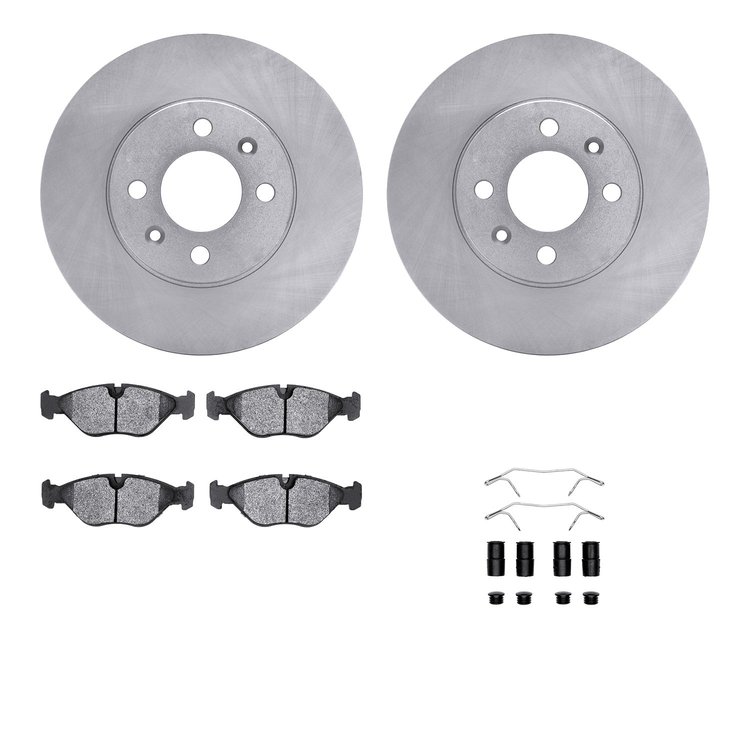 6612-65019 Brake Rotors w/5000 Euro Ceramic Brake Pads Kit with Hardware, 1988-1998 GM, Position: Front