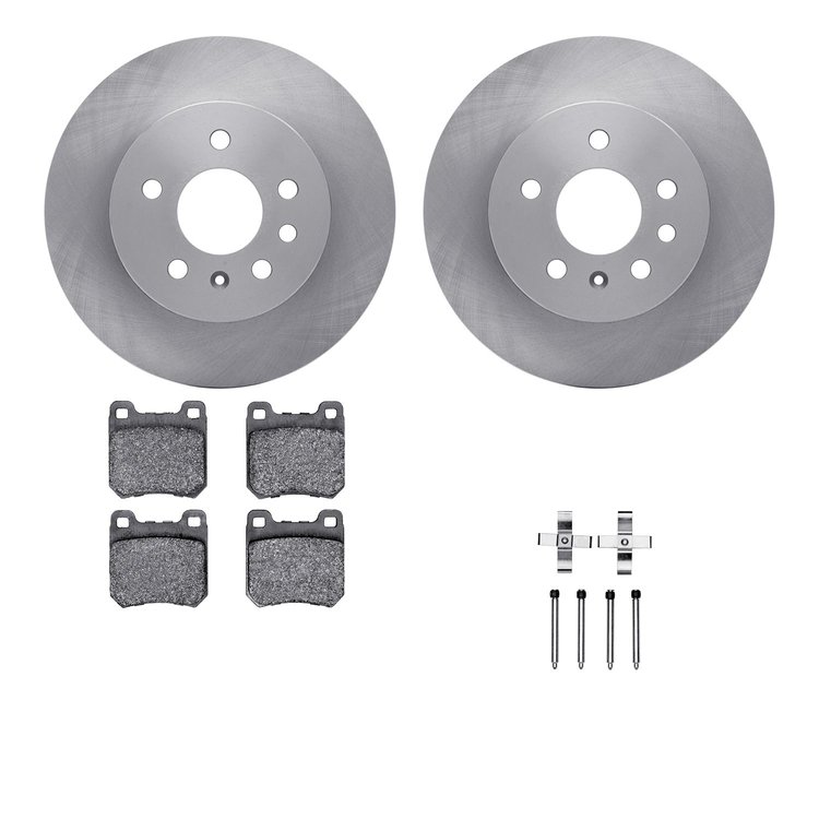 6612-65022 Brake Rotors w/5000 Euro Ceramic Brake Pads Kit with Hardware, 1997-2008 GM, Position: Rear