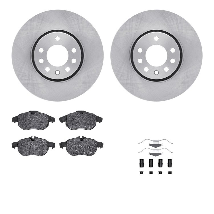 6612-65052 Brake Rotors w/5000 Euro Ceramic Brake Pads Kit with Hardware, 2003-2005 GM, Position: Front