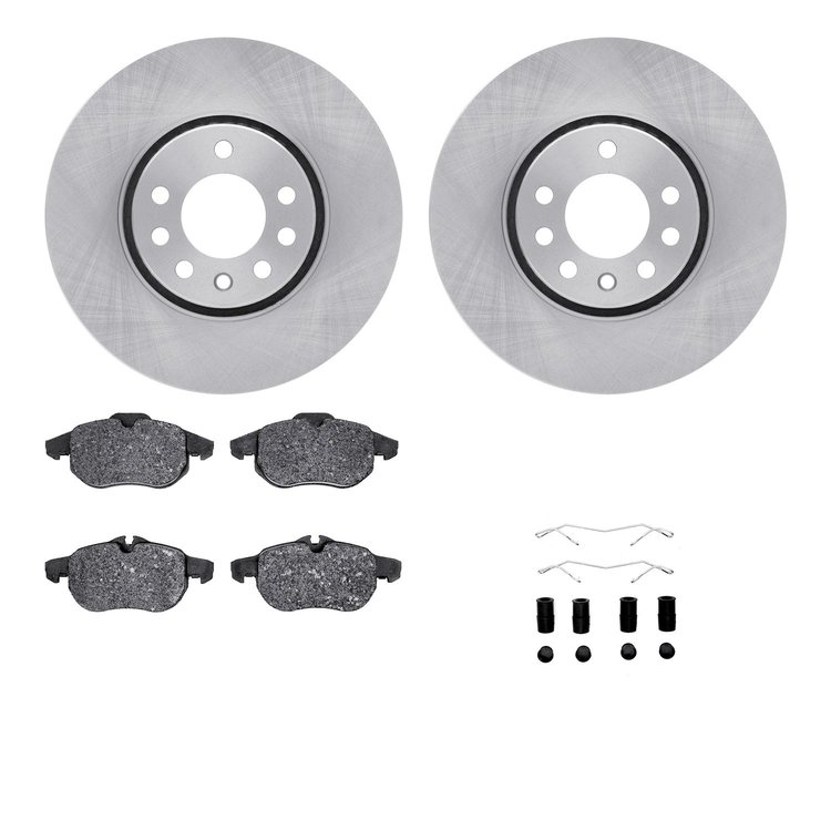 6612-65053 Brake Rotors w/5000 Euro Ceramic Brake Pads Kit with Hardware, 2003-2011 GM, Position: Front