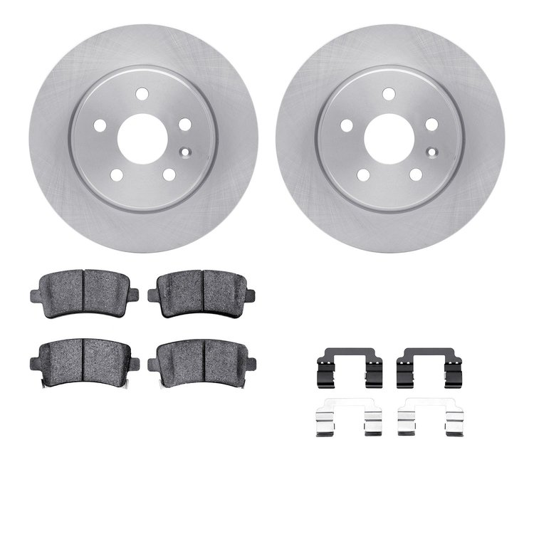 6612-65076 Brake Rotors w/5000 Euro Ceramic Brake Pads Kit with Hardware, 2010-2020 GM, Position: Rear