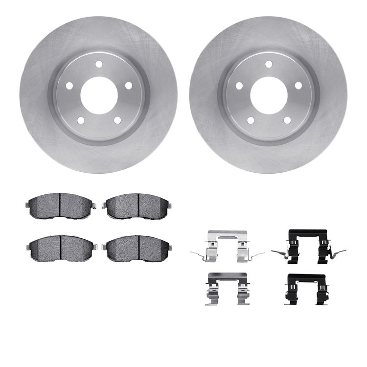 6612-67027 Brake Rotors w/5000 Euro Ceramic Brake Pads Kit with Hardware, 2007-2012 Infiniti/Nissan, Position: Front