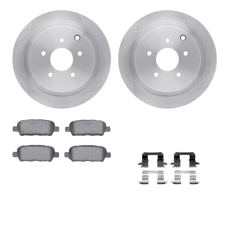 6612-67047 Brake Rotors w/5000 Euro Ceramic Brake Pads Kit with Hardware, Fits Select Infiniti/Nissan, Position: Rear
