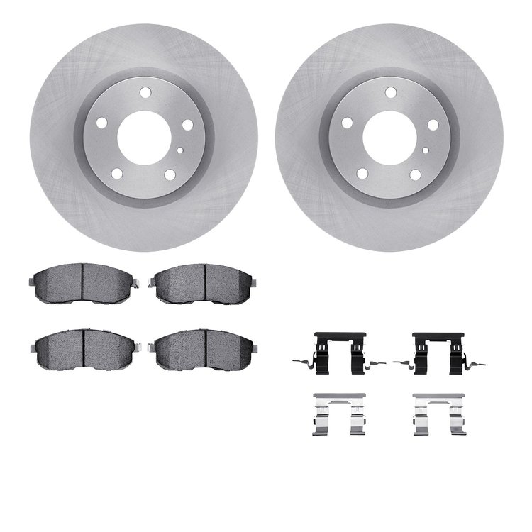 6612-68003 Brake Rotors w/5000 Euro Ceramic Brake Pads Kit with Hardware, 2003-2005 Infiniti/Nissan, Position: Front