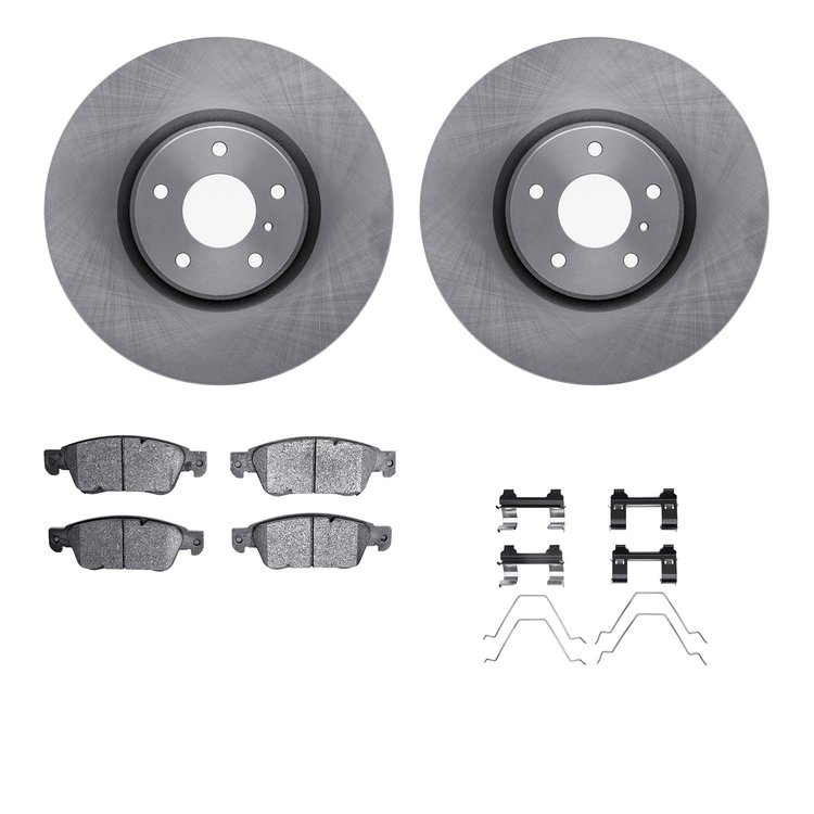6612-68019 Brake Rotors w/5000 Euro Ceramic Brake Pads Kit with Hardware, 2007-2015 Infiniti/Nissan, Position: Front