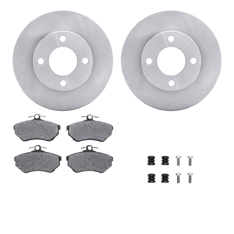 6612-73067 Brake Rotors w/5000 Euro Ceramic Brake Pads Kit with Hardware, 1990-1991 Audi/Volkswagen, Position: Front