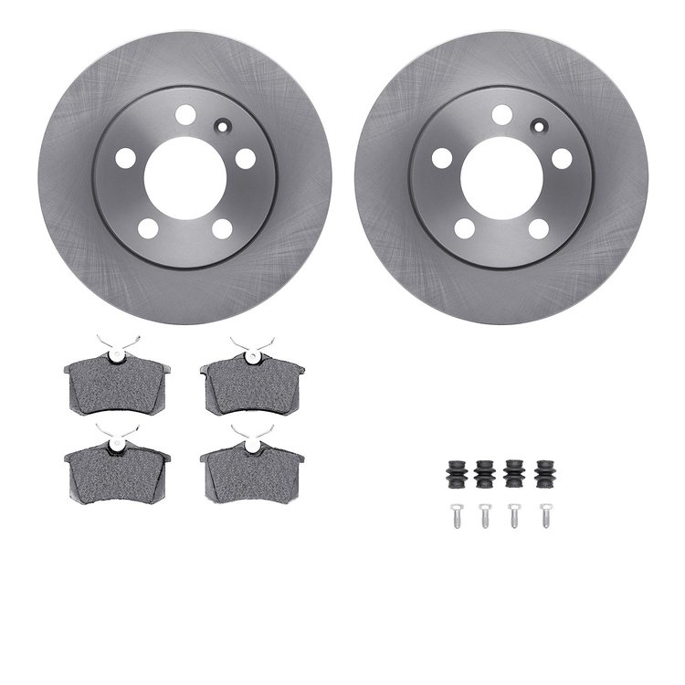 6612-73111 Brake Rotors w/5000 Euro Ceramic Brake Pads Kit with Hardware, 2001-2006 Audi/Volkswagen, Position: Rear
