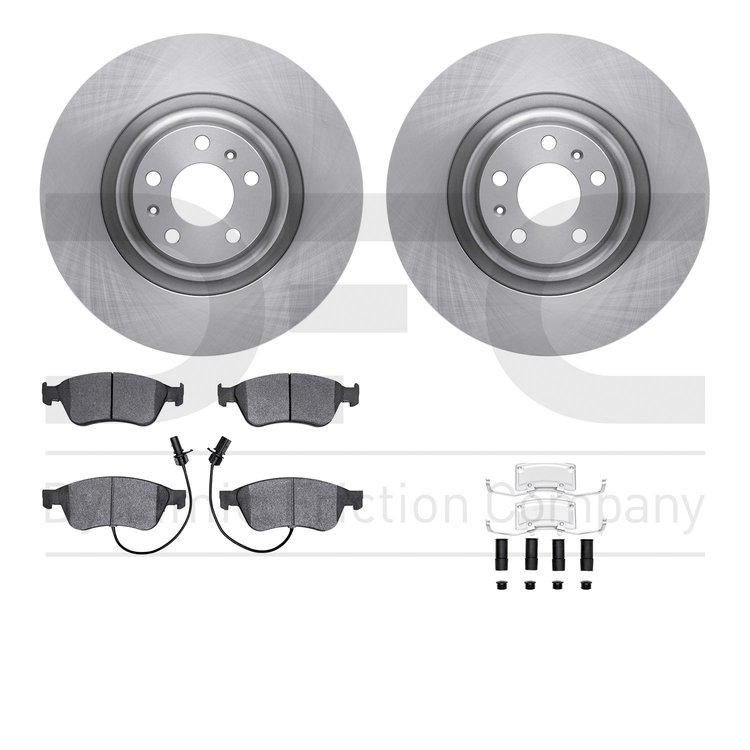 6612-73128 Brake Rotors w/5000 Euro Ceramic Brake Pads Kit with Hardware, 2004-2011 Audi/Volkswagen, Position: Front