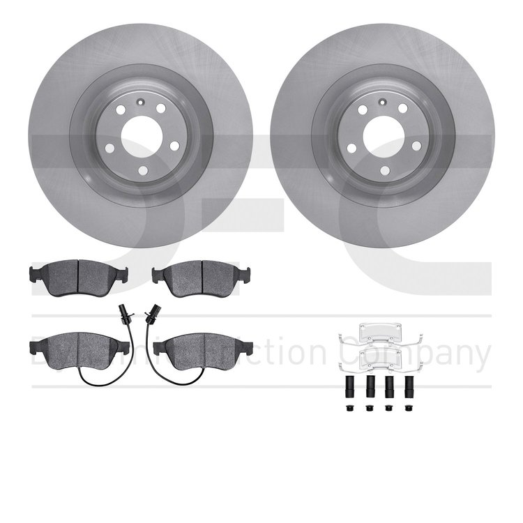 6612-73132 Brake Rotors w/5000 Euro Ceramic Brake Pads Kit with Hardware, 2005-2010 Audi/Volkswagen, Position: Front