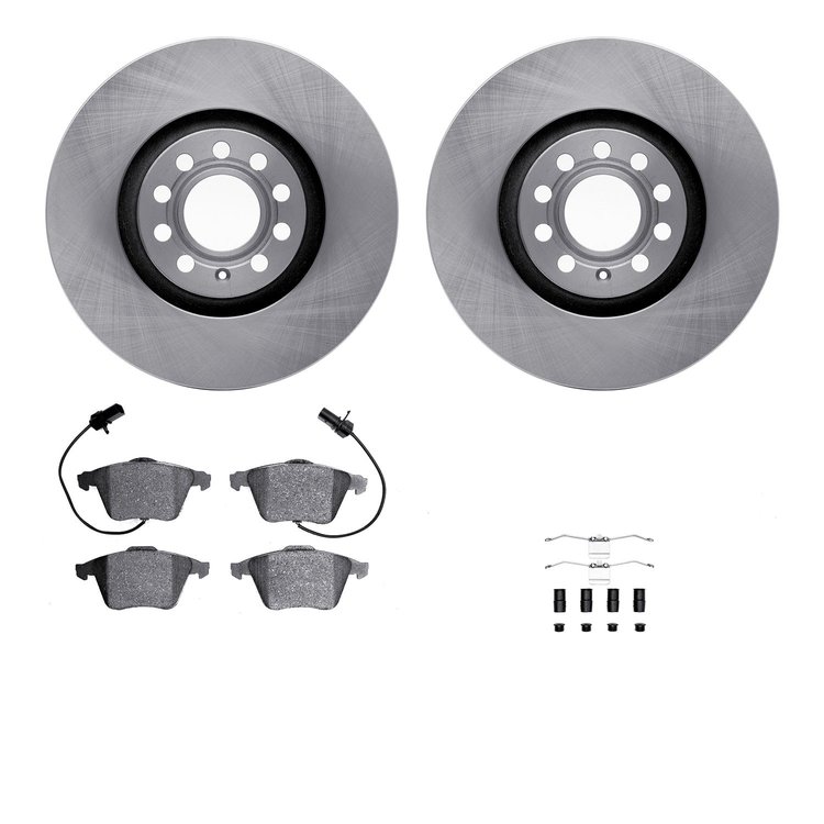 6612-73144 Brake Rotors w/5000 Euro Ceramic Brake Pads Kit with Hardware, 2000-2009 Audi/Volkswagen, Position: Front