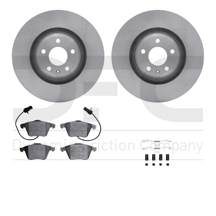 6612-73152 Brake Rotors w/5000 Euro Ceramic Brake Pads Kit with Hardware, 2005-2011 Audi/Volkswagen, Position: Front