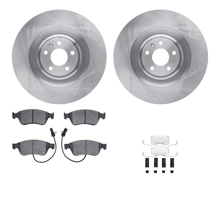 6612-73197 Brake Rotors w/5000 Euro Ceramic Brake Pads Kit with Hardware, 2007-2011 Audi/Volkswagen, Position: Front