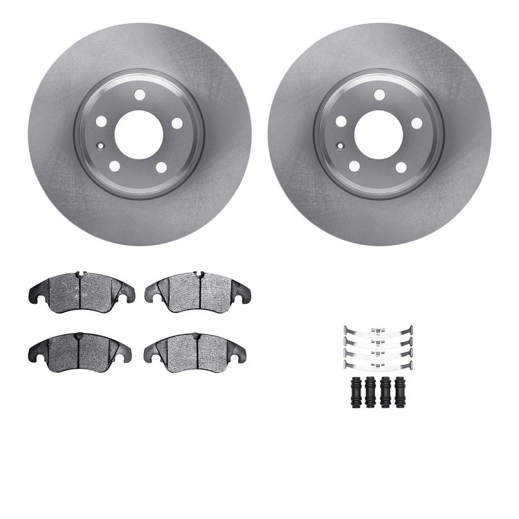 6612-73216 Brake Rotors w/5000 Euro Ceramic Brake Pads Kit with Hardware, 2008-2011 Audi/Volkswagen, Position: Front