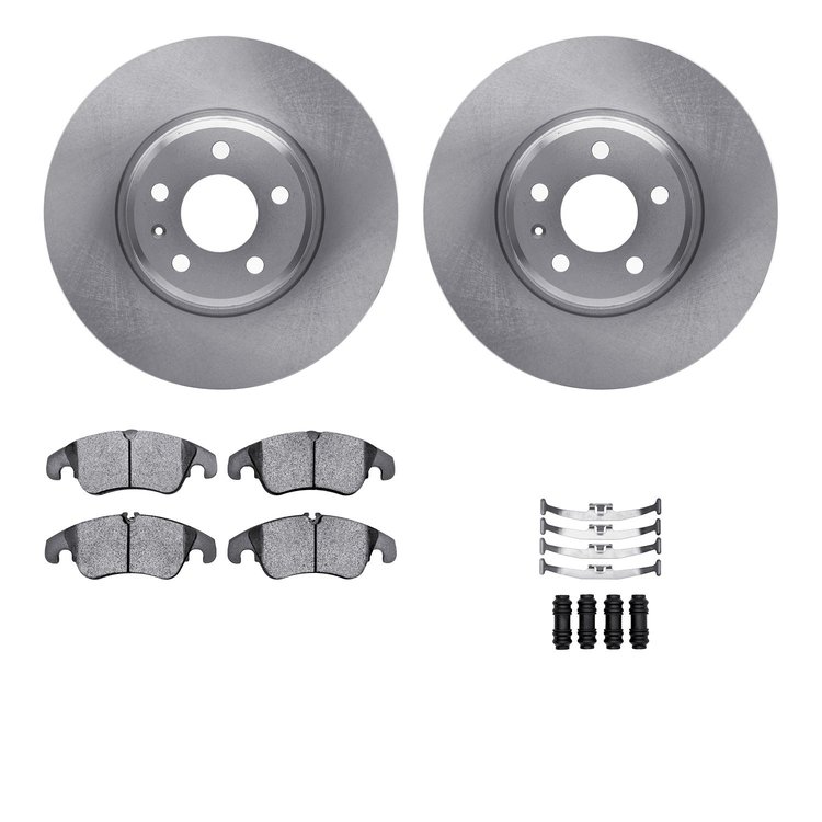 6612-73217 Brake Rotors w/5000 Euro Ceramic Brake Pads Kit with Hardware, 2009-2012 Audi/Volkswagen, Position: Front