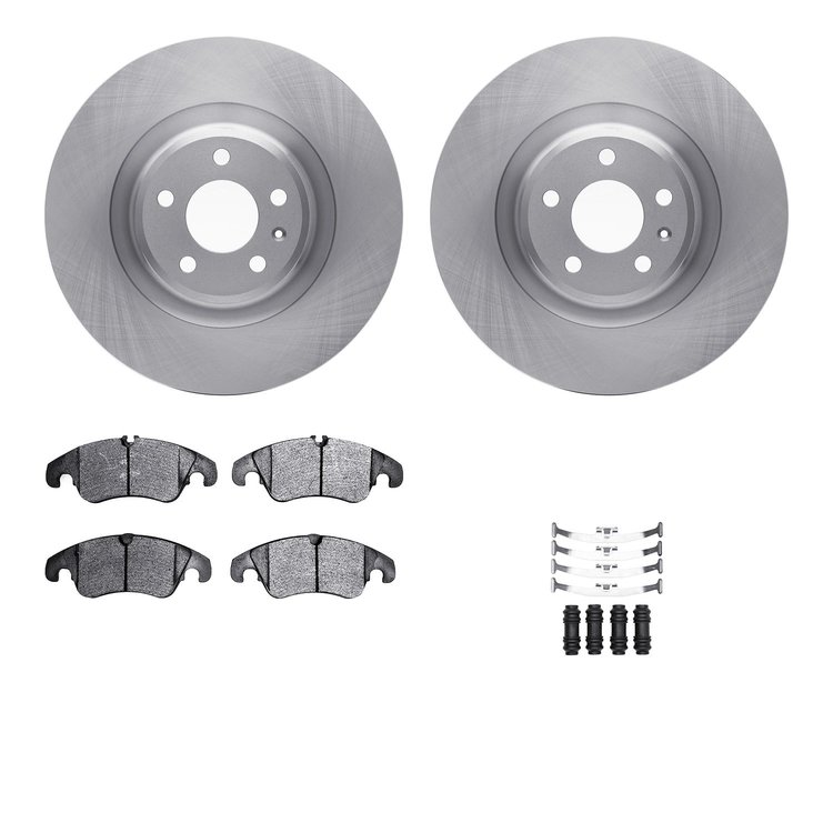 6612-73219 Brake Rotors w/5000 Euro Ceramic Brake Pads Kit with Hardware, 2008-2011 Audi/Volkswagen, Position: Front