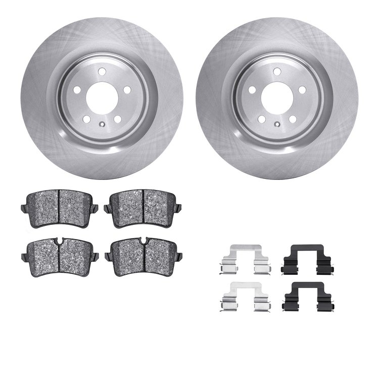 6612-73231 Brake Rotors w/5000 Euro Ceramic Brake Pads Kit with Hardware, 2011-2018 Audi/Volkswagen, Position: Rear