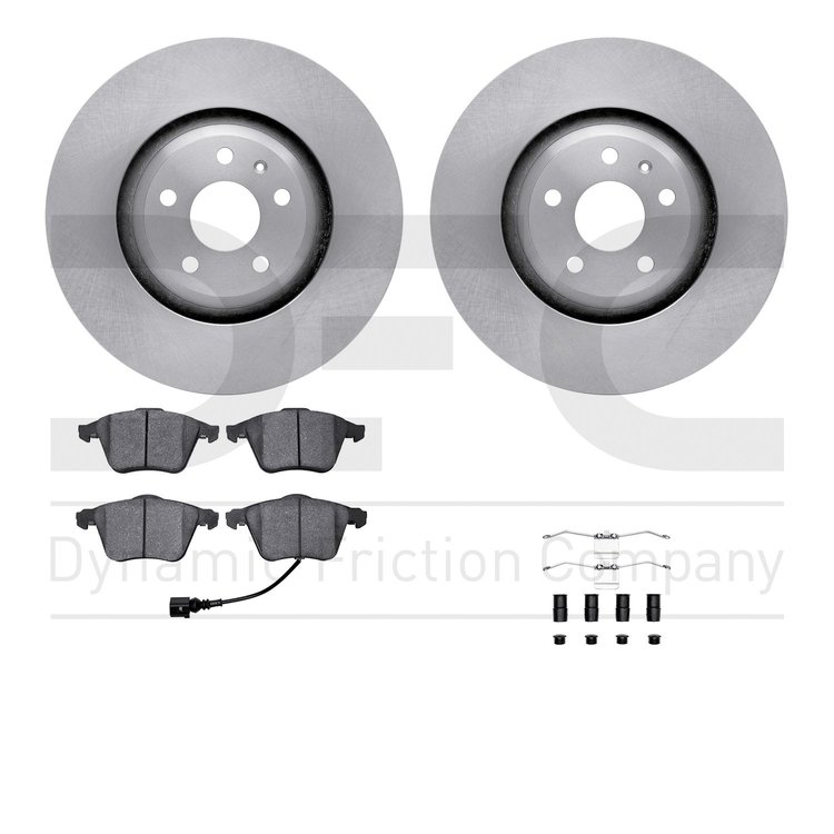 6612-73267 Brake Rotors w/5000 Euro Ceramic Brake Pads Kit with Hardware, 2012-2015 Audi/Volkswagen, Position: Front