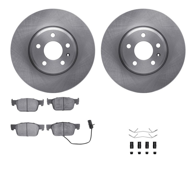 6612-73290 Brake Rotors w/5000 Euro Ceramic Brake Pads Kit with Hardware, Fits Select Audi/Volkswagen, Position: Front