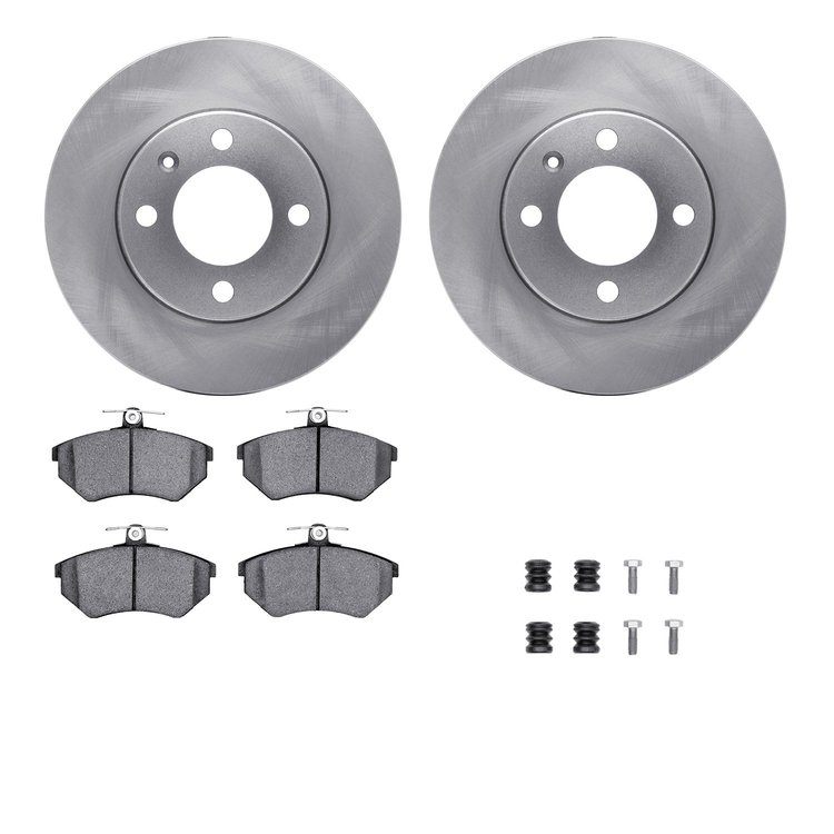 6612-74015 Brake Rotors w/5000 Euro Ceramic Brake Pads Kit with Hardware, 1988-1988 Audi/Volkswagen, Position: Front
