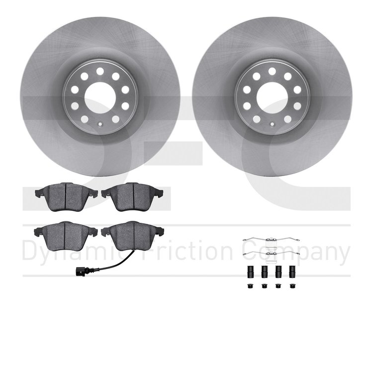 6612-74134 Brake Rotors w/5000 Euro Ceramic Brake Pads Kit with Hardware, 2008-2013 Audi/Volkswagen, Position: Front