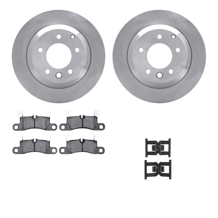 6612-74185 Brake Rotors w/5000 Euro Ceramic Brake Pads Kit with Hardware, 2011-2018 Multiple Makes/Models, Position: Rear