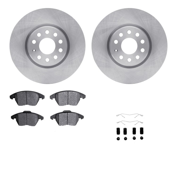 6612-74212 Brake Rotors w/5000 Euro Ceramic Brake Pads Kit with Hardware, 2005-2017 Audi/Volkswagen, Position: Front