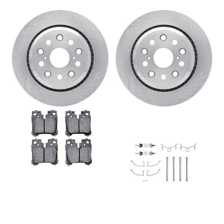 6612-75010 Brake Rotors w/5000 Euro Ceramic Brake Pads Kit with Hardware, 2007-2017 Lexus/Toyota/Scion, Position: Rear