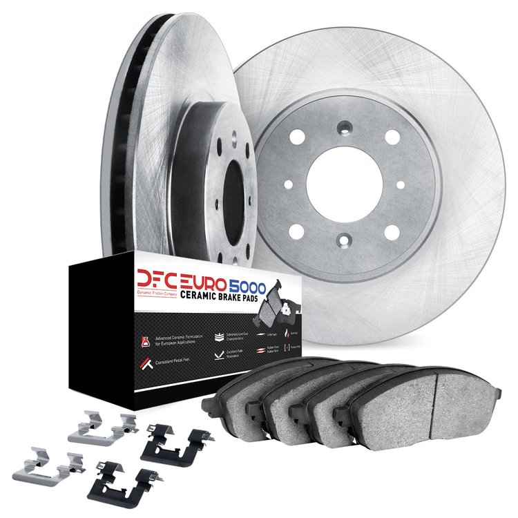 6612-76003 Brake Rotors w/5000 Euro Ceramic Brake Pads Kit with Hardware, 1982-1985 Lexus/Toyota/Scion, Position: Front
