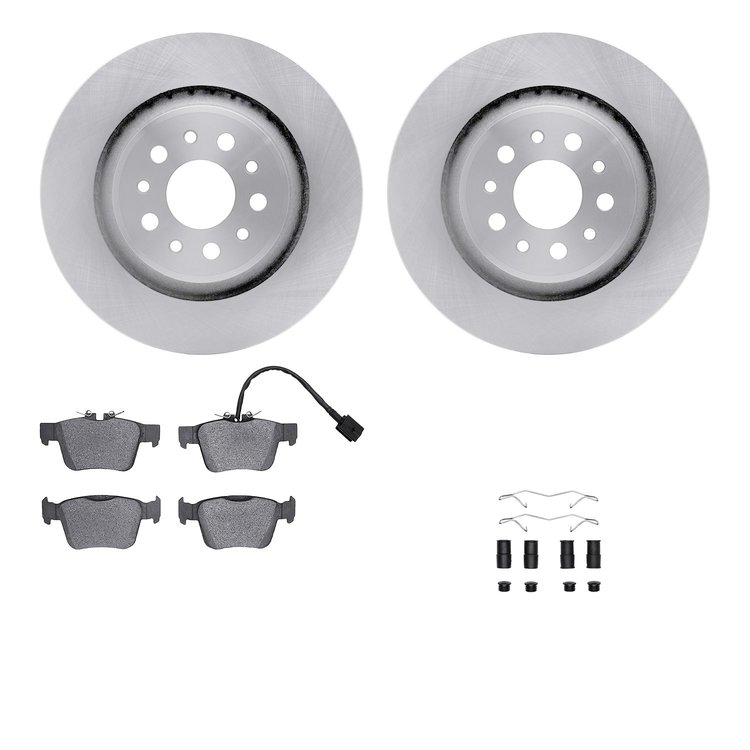 6612-79010 Brake Rotors w/5000 Euro Ceramic Brake Pads Kit with Hardware, Fits Select Maserati, Position: Rear
