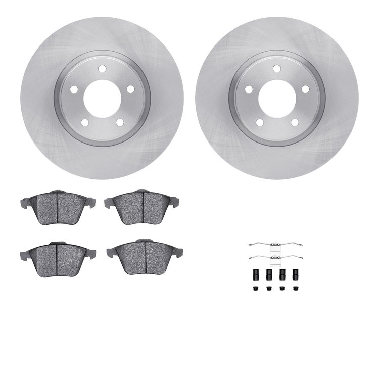 6612-80019 Brake Rotors w/5000 Euro Ceramic Brake Pads Kit with Hardware, 2007-2013 Ford/Lincoln/Mercury/Mazda, Position: Front