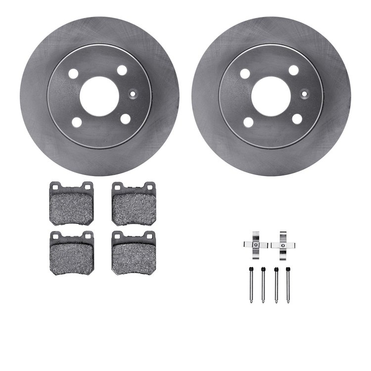 6612-92019 Brake Rotors w/5000 Euro Ceramic Brake Pads Kit with Hardware, 2000-2003 GM, Position: Rear