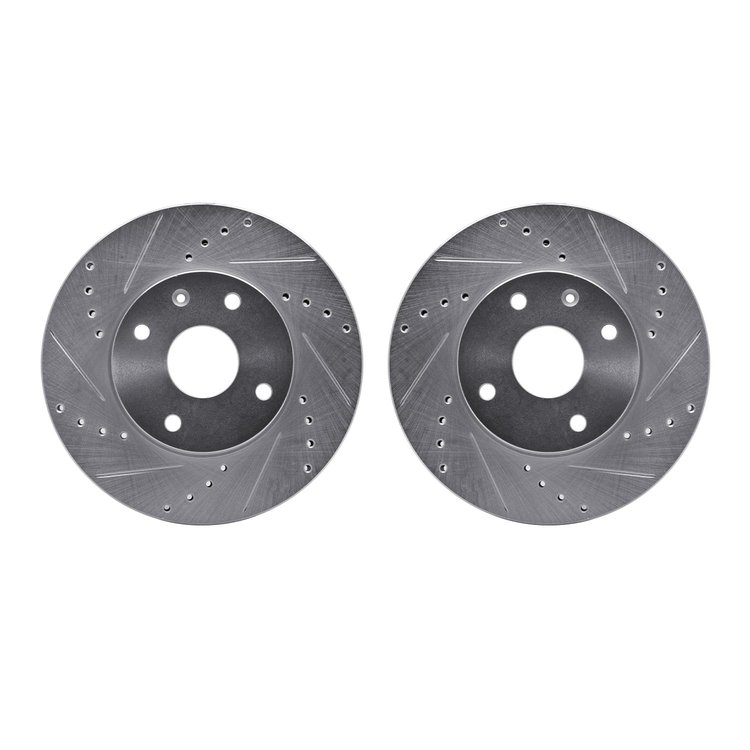 7002-01000 Drilled/Slotted Brake Rotors [Silver], 2004-2009 Multiple Makes/Models, Position: Front