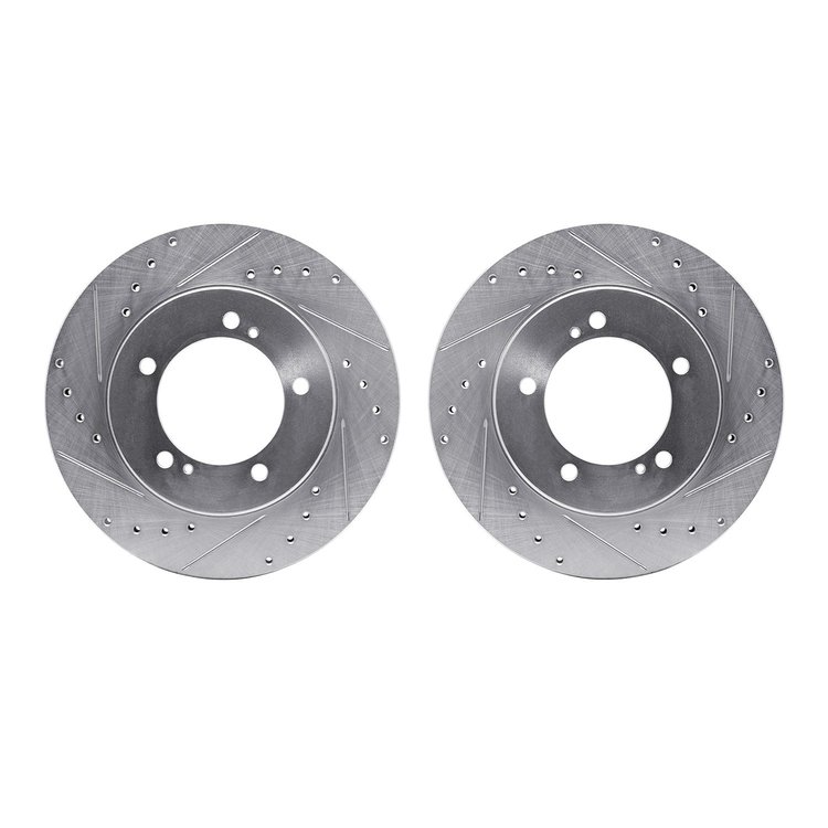 7002-01002 Drilled/Slotted Brake Rotors [Silver], 1999-2008 Multiple Makes/Models, Position: Front
