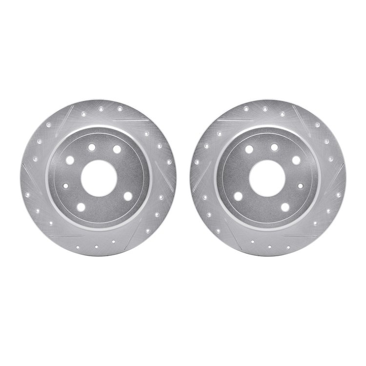 7002-01010 Drilled/Slotted Brake Rotors [Silver], 2004-2009 Multiple Makes/Models, Position: Rear