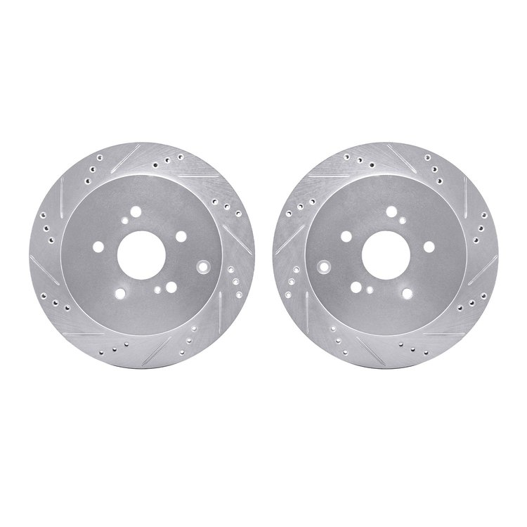 7002-01012 Drilled/Slotted Brake Rotors [Silver], 2009-2017 Suzuki, Position: Rear