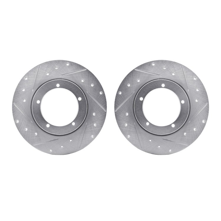 7002-02001 Drilled/Slotted Brake Rotors [Silver], 1965-1976 Porsche, Position: Front