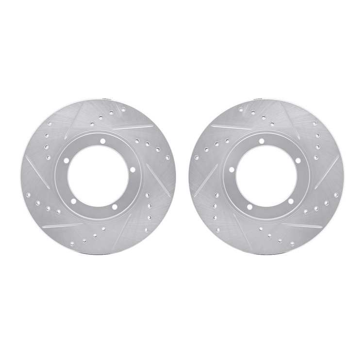7002-02002 Drilled/Slotted Brake Rotors [Silver], 1967-1988 Porsche, Position: Front