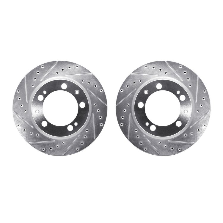 7002-02004 Drilled/Slotted Brake Rotors [Silver], 1989-1997 Porsche, Position: Front