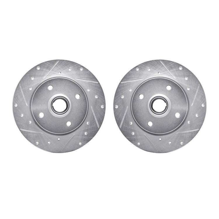 7002-02007 Drilled/Slotted Brake Rotors [Silver], 1977-1982 Porsche, Position: Front