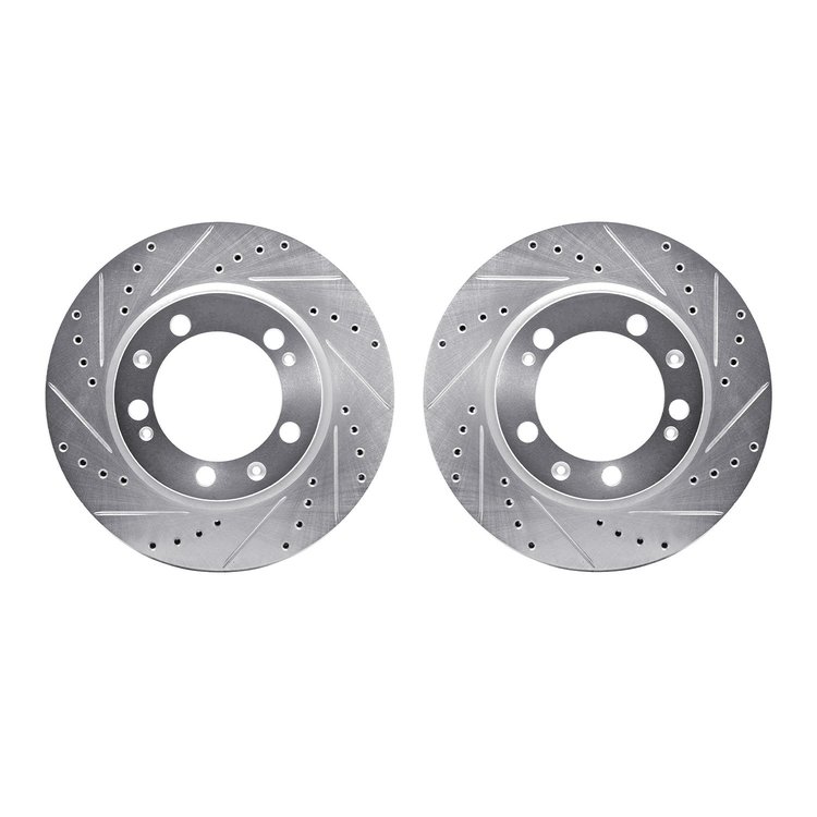 7002-02010 Drilled/Slotted Brake Rotors [Silver], 1986-1991 Porsche, Position: Front